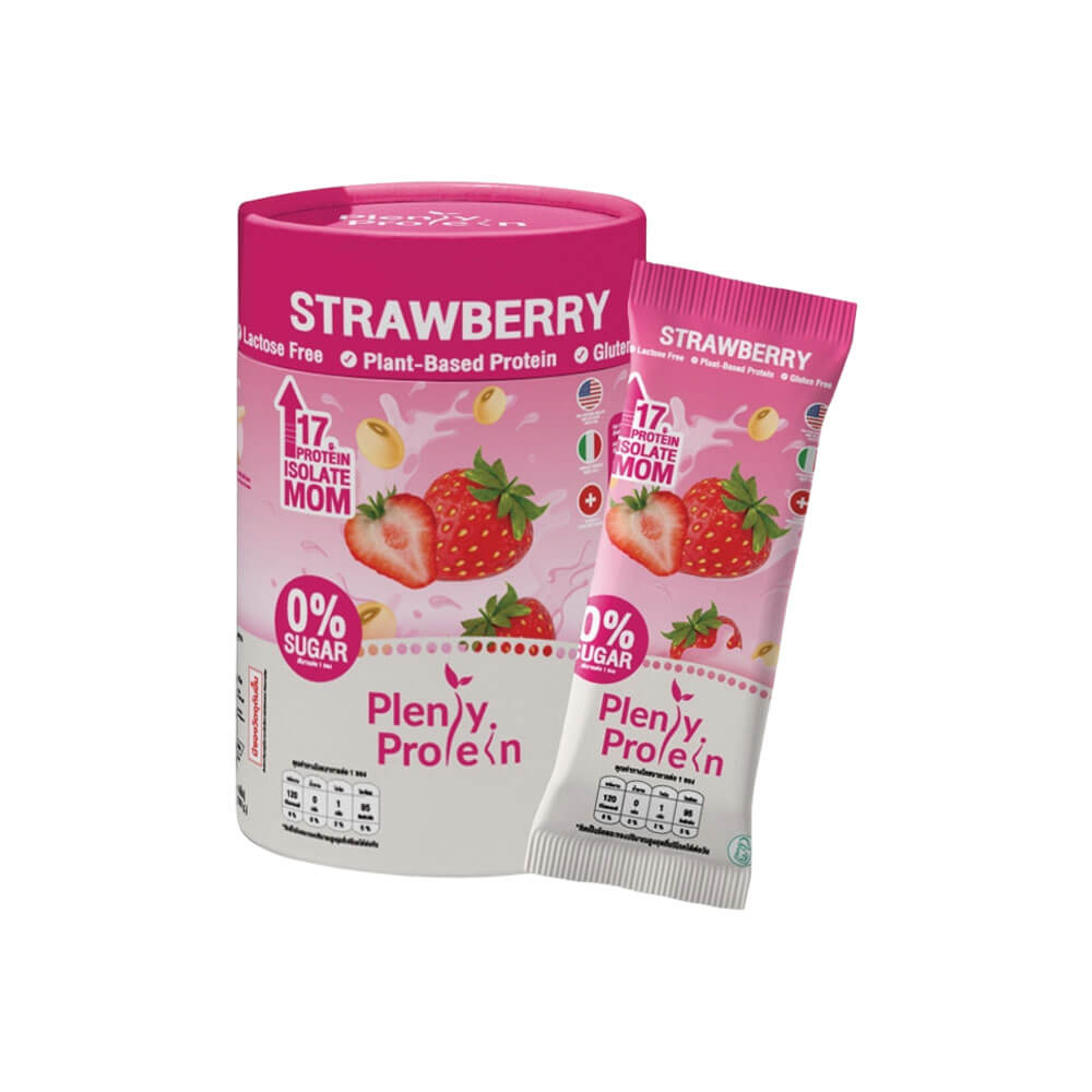ผลิตภัณฑ์เสริมอาหารสำหรับแม่ PLENTITUDE PLENTY PROTEIN รสสตรอว์เบอร์รี 450 กรัม_0